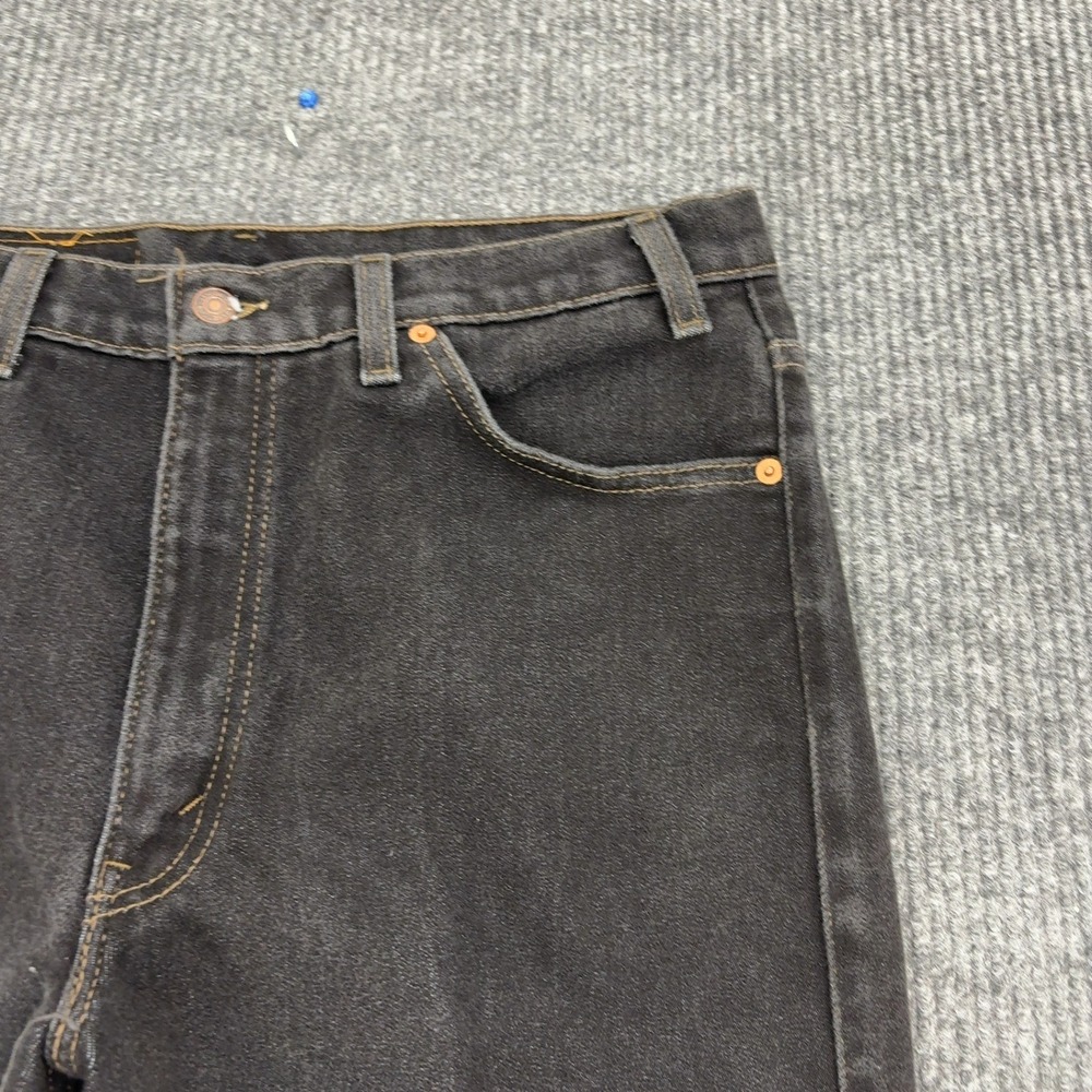 Vintage Levis 517 Jeans Mens 36 Black Cotton Poly Orange Tab Bootcut Raw Hem 90s - Picture 3 of 9